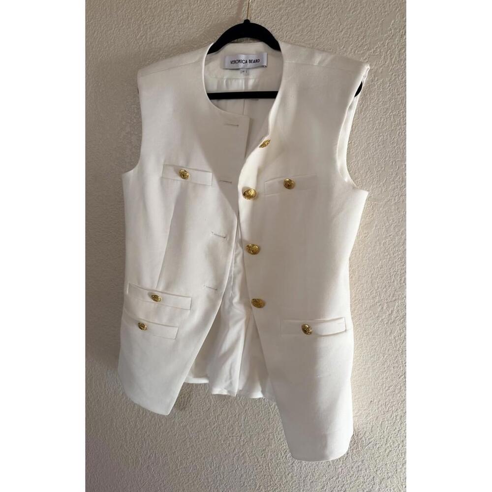 New Veronica Beard Tamara Linen Vest In Off-white Size 10 $548 - Picture 5 of 11